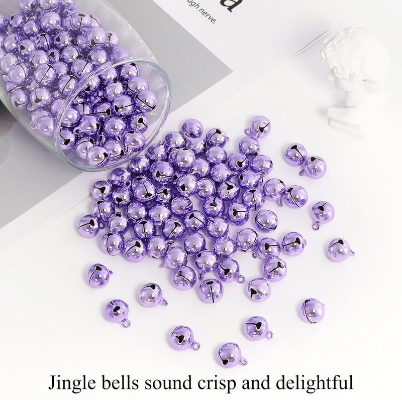 LIGHOON 1/2 Inch Jingle Bells Small Bell Mini Bells, Tiny Crafts Bells, DIY for Christmas Home Making Ornaments Wreath Pet Decorations Bracelet Anklets Necklace Knitting Jewelry Making 120 Pcs, Purple - Image 4